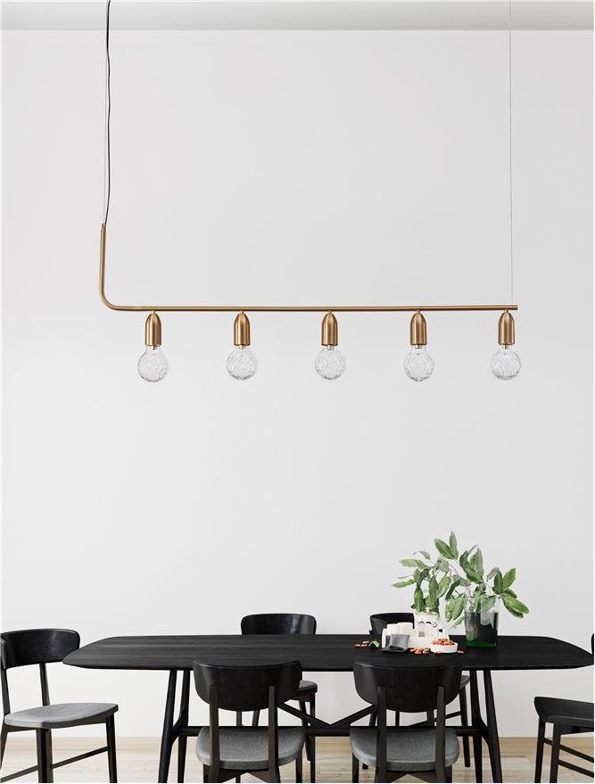NV 9536415 Závěsné svítidlo VEDA mosazný kov a čiré sklo G9 5x6W 230V IP20 bez žárovky - NOVA LUCE
