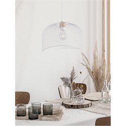 Obrázek pro produkt Závěsné svítidlo LYRON matný bílý kov přírodní dřevo E27 1x12W 230V IP20 bez žárovky - NOVA LUCE