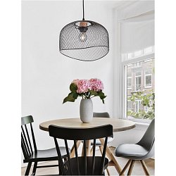 Obrázek pro produkt Závěsné svítidlo LYRON matný černý kov přírodní dřevo E27 1x12W 230V IP20 bez žárovky - NOVA LUCE