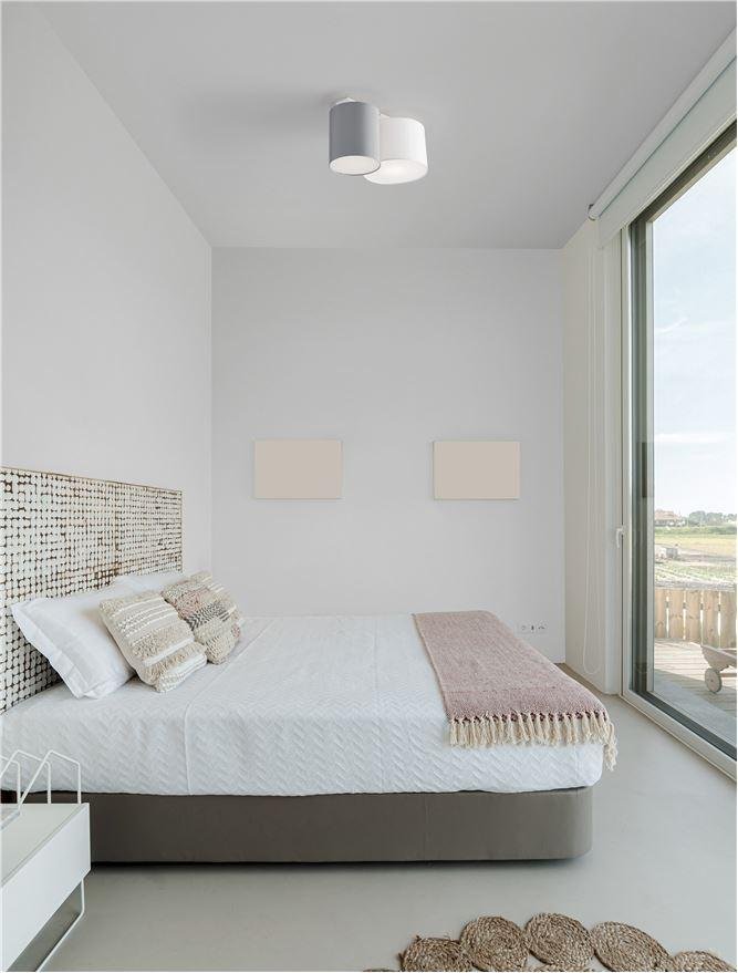 NV 9555804 Stropní svítidlo BRYSON bílá kovovová základna bílé a šedé stínítko E27 2x12W 230V IP20 bez žárovky - NOVA LUCE