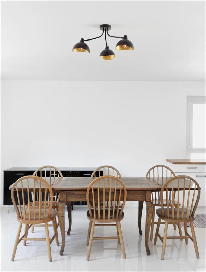 NV 9555807 Stropní svítidlo GEETI matná černá a zlatý kov E14 3x5W 230V IP20 bez žárovky - NOVA LUCE