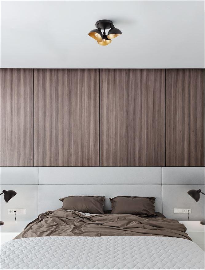 NV 9555810 Stropní svítidlo GEETI matná černá a zlatý kov E14 3x5W 230V IP20 bez žárovky - NOVA LUCE