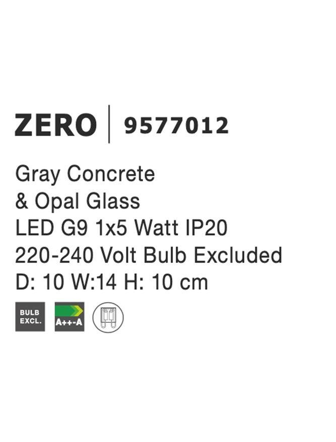 NV 9577012 Nástěnné svítidlo ZERO šedý beton a opálové sklo G9 1x5W IP20 220-240V bez žárovky - NOVA LUCE (obrázek 8)