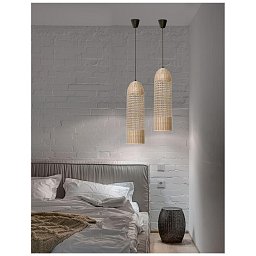 Obrázek pro produkt Závěsné svítidlo MIA závěsné svítidlo, železo a ratan, přírodní barva E27 1x12W IP20 bez žárovky - NOVA LUCE