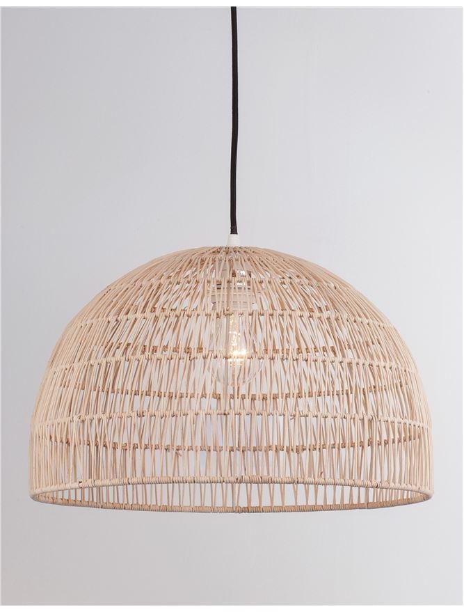NV 9586446 Závěsné svítidlo MELODY přírodní ratan černý kabel E27 1x12W IP20 bez žárovky - NOVA LUCE