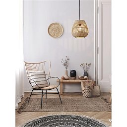 Obrázek pro produkt Závěsné svítidlo MARLO přírodní ratan černý kabel E27 1x12W 230V IP20 bez žárovky - NOVA LUCE