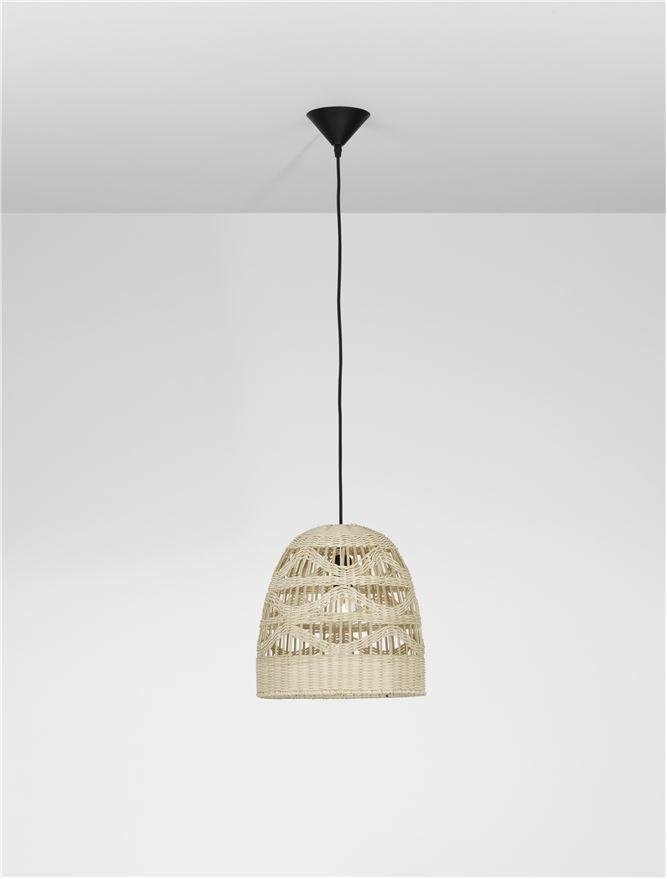 NV 9586505 Závěsné svítidlo MARLO přírodní ratan černý kabel E27 1x12W 230V IP20 bez žárovky - NOVA LUCE