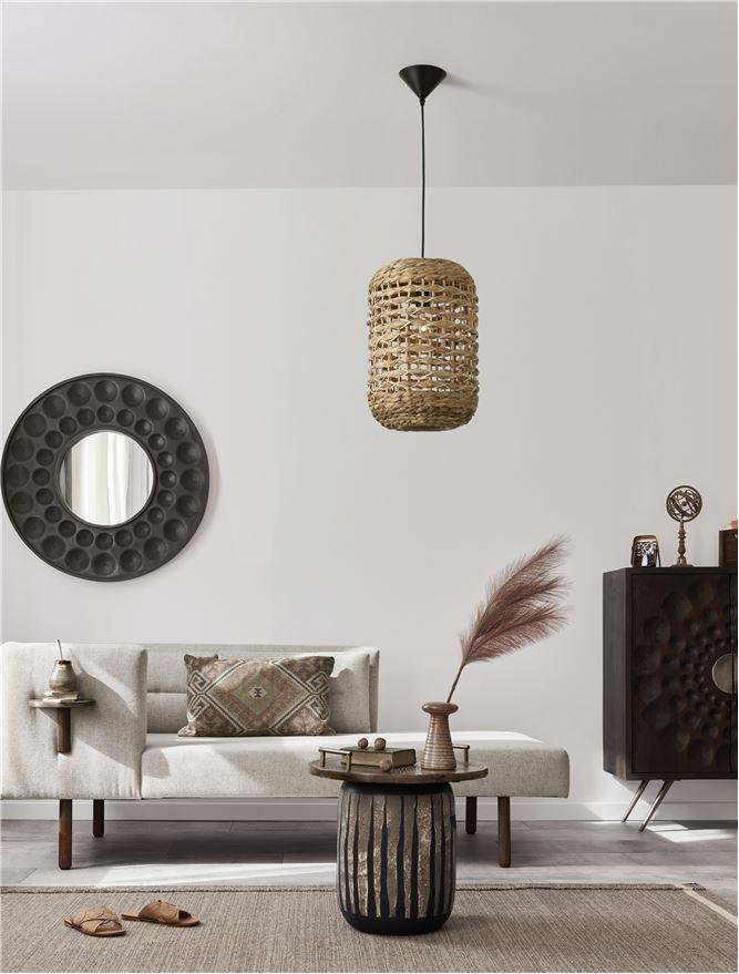 NV 9586507 Závěsné svítidlo GRIFFIN sušený vodní hyacint černý kabel E27 12W 230V IP20 bez žárovky - NOVA LUCE