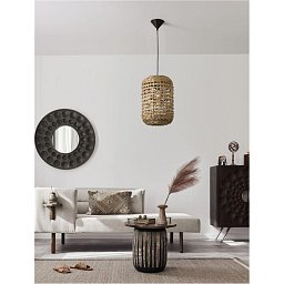 Obrázek pro produkt Závěsné svítidlo GRIFFIN sušený vodní hyacint černý kabel E27 12W 230V IP20 bez žárovky - NOVA LUCE
