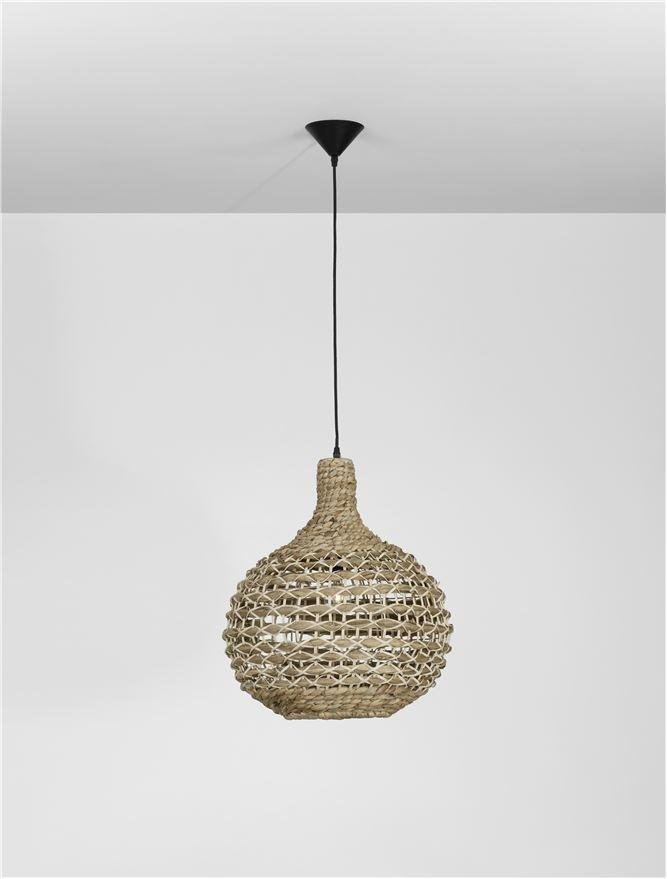 NV 9586508 Závěsné svítidlo GRIFFIN sušený vodní hyacint černý kabel E27 1x12W 230V IP20 bez žárovky - NOVA LUCE