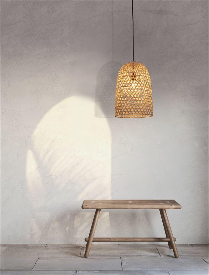 NV 9586509 Závěsné svítidlo AURORA přírodní ratan černý kabel E27 1x12W 230V IP20 bez žárovky - NOVA LUCE