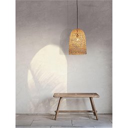 Obrázek pro produkt Závěsné svítidlo AURORA přírodní ratan černý kabel E27 1x12W 230V IP20 bez žárovky - NOVA LUCE