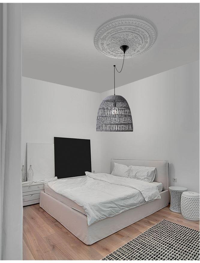 NV 9586671 Závěsné svítidlo DESTIN železo a ratan, šedá barva E27 1x12W IP20 bez žárovky - NOVA LUCE