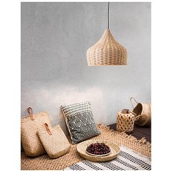 Obrázek pro produkt Závěsné svítidlo MIA přírodní ratan a dřevo černý kabel E27 1x12W IP20 bez žárovky - NOVA LUCE