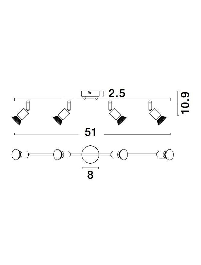 NV 960008 Bodové svítidlo LUP saténový černý kov GU10 4x5W 230V IP20 bez žárovky - NOVA LUCE (obrázek 5)