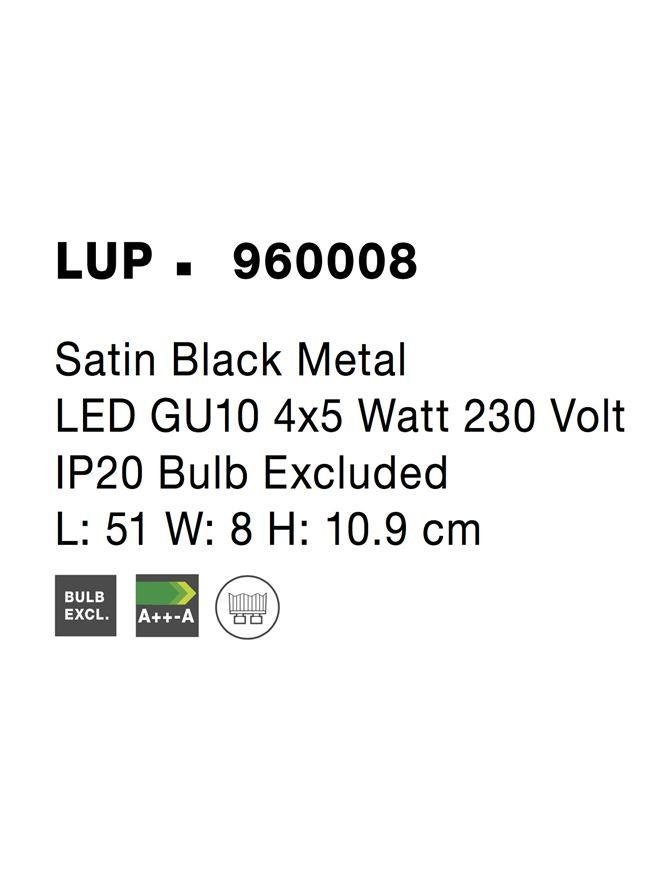 NV 960008 Bodové svítidlo LUP saténový černý kov GU10 4x5W 230V IP20 bez žárovky - NOVA LUCE (obrázek 6)