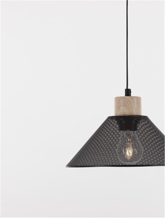 NV 9620128 Závěsné svítidlo IAN matný černý kov přírodní dřevo E27 1x12W 230V bez žárovky IP20 - NOVA LUCE (obrázek 3)