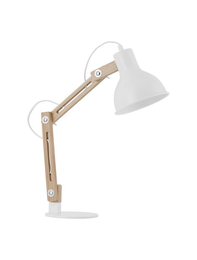 NV 9620129 Stolní lampa GROU matný bílý kov a dřevo E27 1x12W 230V IP20 vypínač na těle bez žárovky - NOVA LUCE