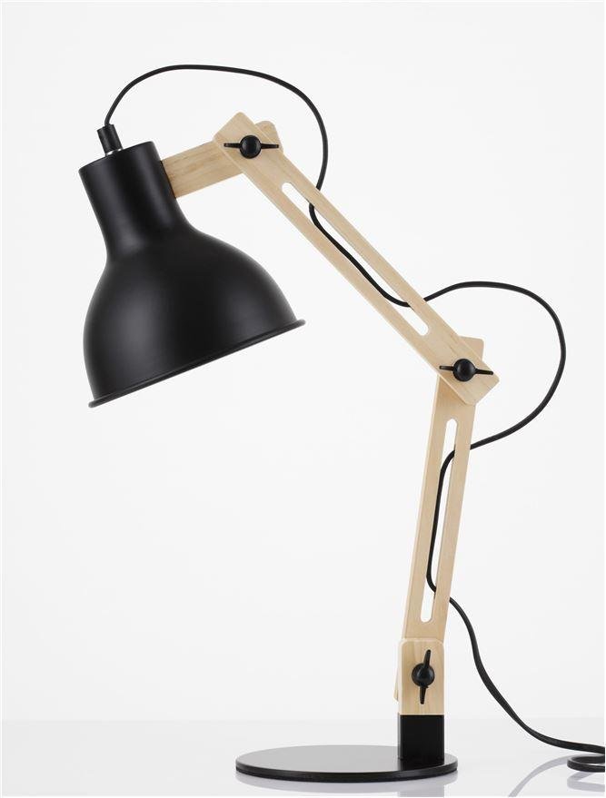 NV 9620130 Stolní lampa GROU matný černý kov a dřevo E27 1x12W 230V IP20 vypínač na těle bez žárovky - NOVA LUCE (obrázek 3)