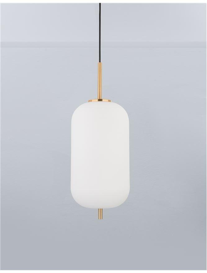 NV 9624062 Závěsné svítidlo LATO opálové sklo antický mosazný kov černý kabel E27 1x12W 230V IP20 bez žárovky - NOVA LUCE
