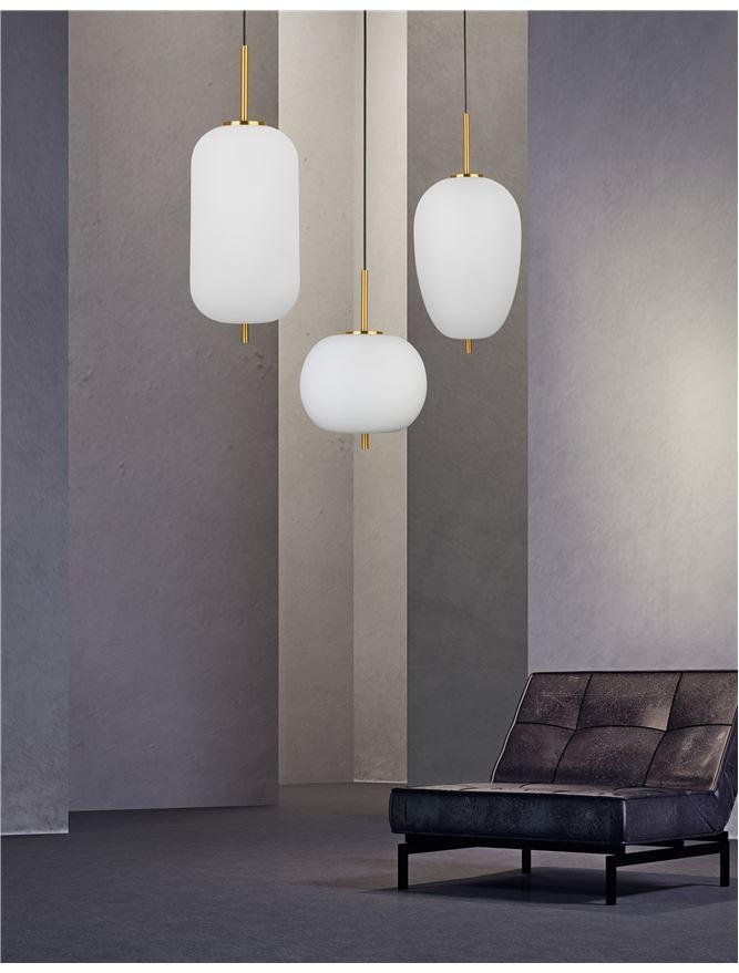NV 9624063 Závěsné svítidlo LATO opálové sklo antický mosazný kov černý kabel E27 1x12W 230V IP20 bez žárovky - NOVA LUCE