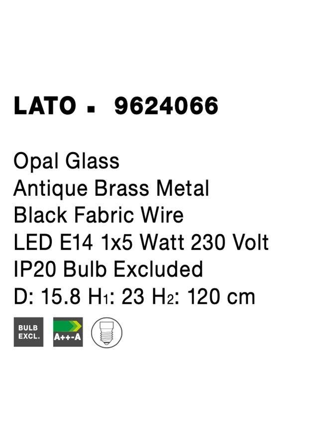 NV 9624066 Závěsné svítidlo LATO opálové sklo antický mosazný kov černý kabel E14 1x5W 230V IP20 bez žárovky - NOVA LUCE (obrázek 8)