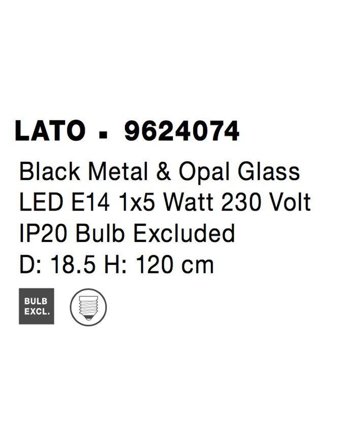 NV 9624074 Závěsné svítidlo LATO černý kov a opálové sklo E14 1x5W 230V IP20 bez žárovky - NOVA LUCE (obrázek 11)