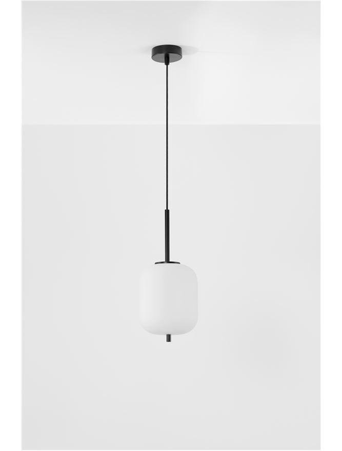 NV 9624075 Závěsné svítidlo LATO černý kov a opálové sklo E14 1x5W 230V IP20 bez žárovky - NOVA LUCE