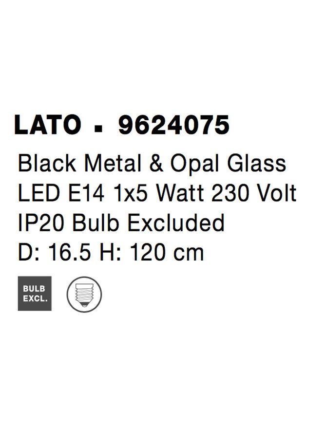 NV 9624075 Závěsné svítidlo LATO černý kov a opálové sklo E14 1x5W 230V IP20 bez žárovky - NOVA LUCE (obrázek 9)