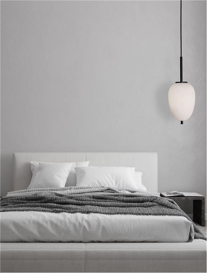NV 9624076 Závěsné svítidlo LATO černý kov a opálové sklo E14 1x5W 230V IP20 bez žárovky - NOVA LUCE