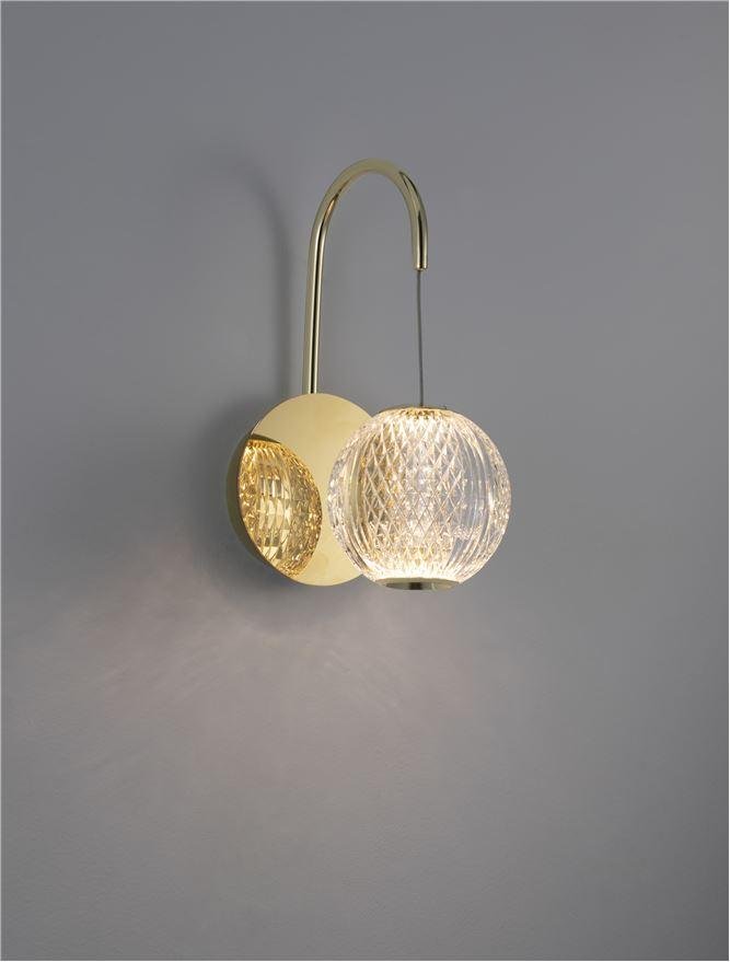 NV 9695100 Nástěnné svítidlo BRILLANTE zlatý hliník a akryl LED 4.2W 230V 3200K IP44 - NOVA LUCE