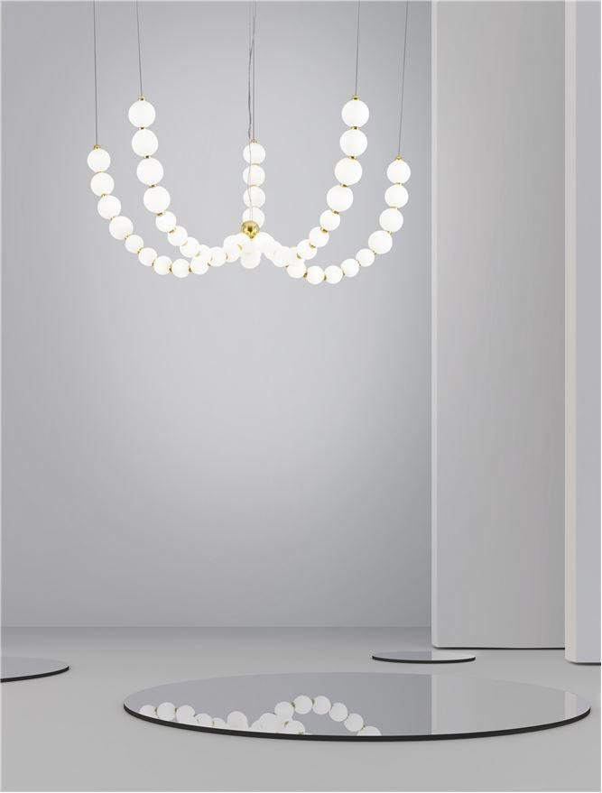 NV 9695203 Závěsné svítidlo PERLA zlatý kov a opálové sklo LED 130W 230V 3000K IP20 vč. dálkového ovládání stmívatelné - NOVA LUCE