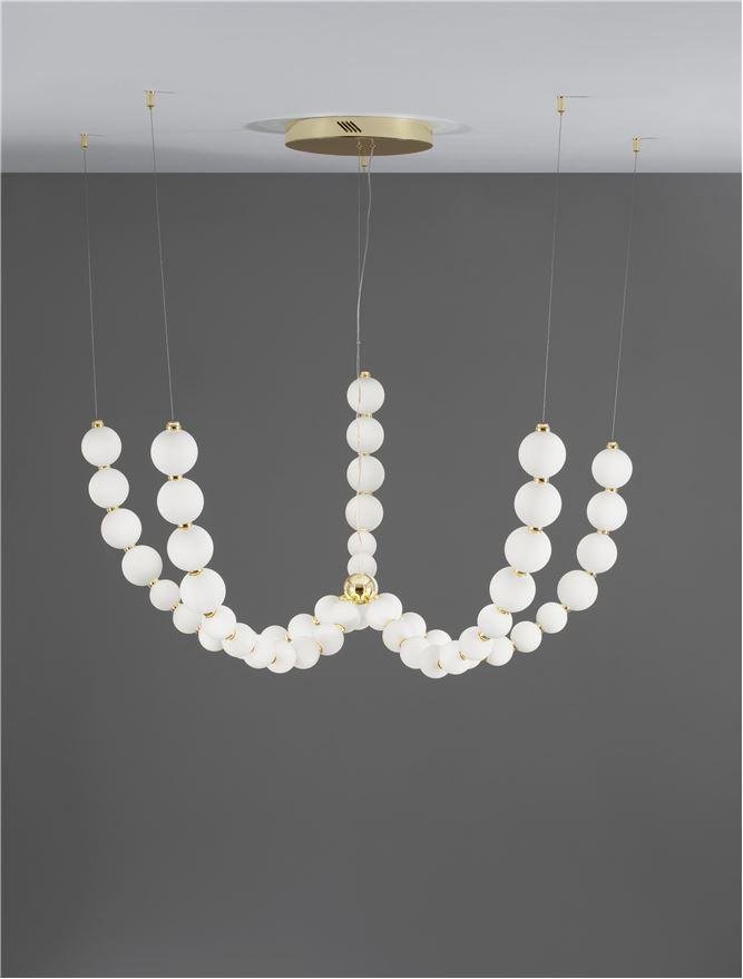 NV 9695203 Závěsné svítidlo PERLA zlatý kov a opálové sklo LED 130W 230V 3000K IP20 vč. dálkového ovládání stmívatelné - NOVA LUCE (obrázek 3)