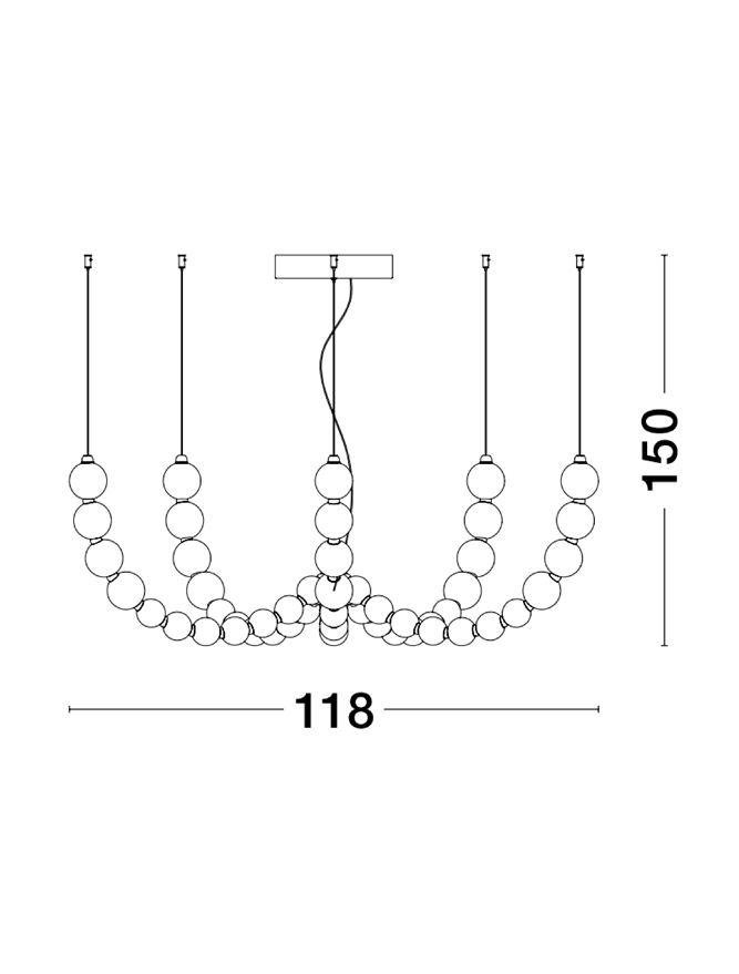 NV 9695203 Závěsné svítidlo PERLA zlatý kov a opálové sklo LED 130W 230V 3000K IP20 vč. dálkového ovládání stmívatelné - NOVA LUCE (obrázek 4)