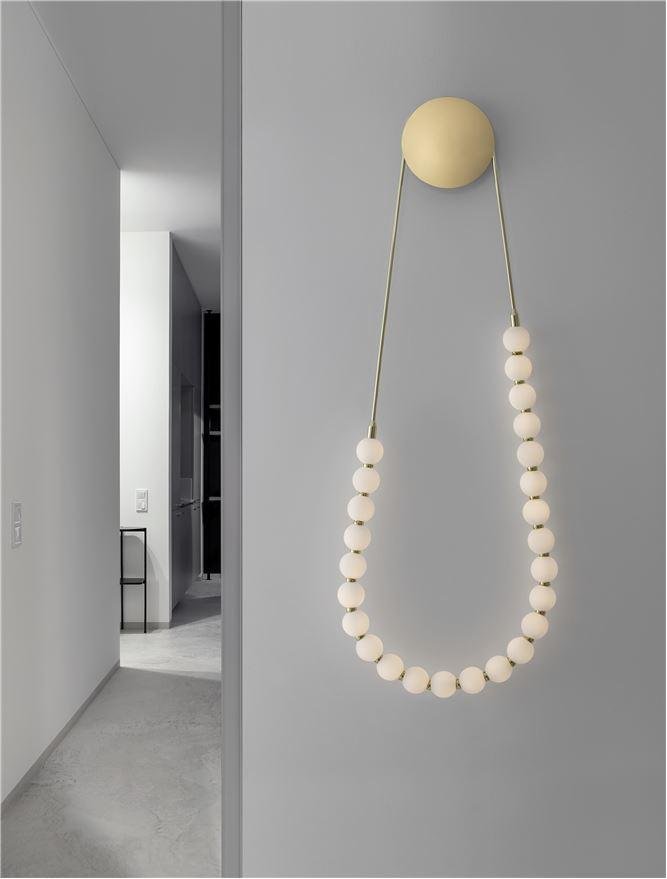 NV 9695204 Nástěnné svítidlo PERLA zlatý kov a opálové sklo LED 50W 230V 3000K IP20 stmívatelné - NOVA LUCE