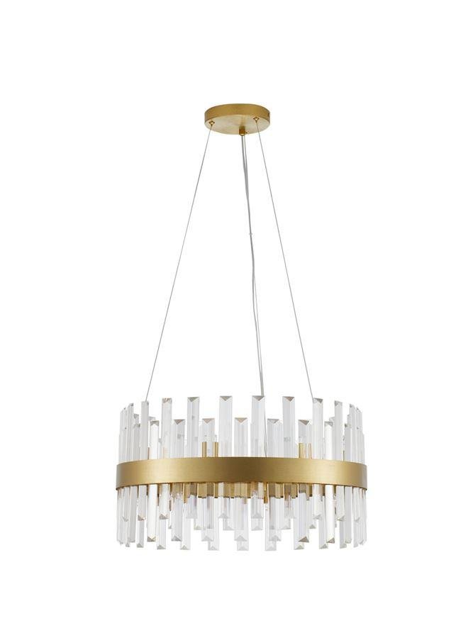 NV 9695218 Závěsné svítidlo CROWN saténový zlatý kov čirý křišťál (48 ks) G9 7x5W 230V IP20 bez žárovky - NOVA LUCE (obrázek 2)