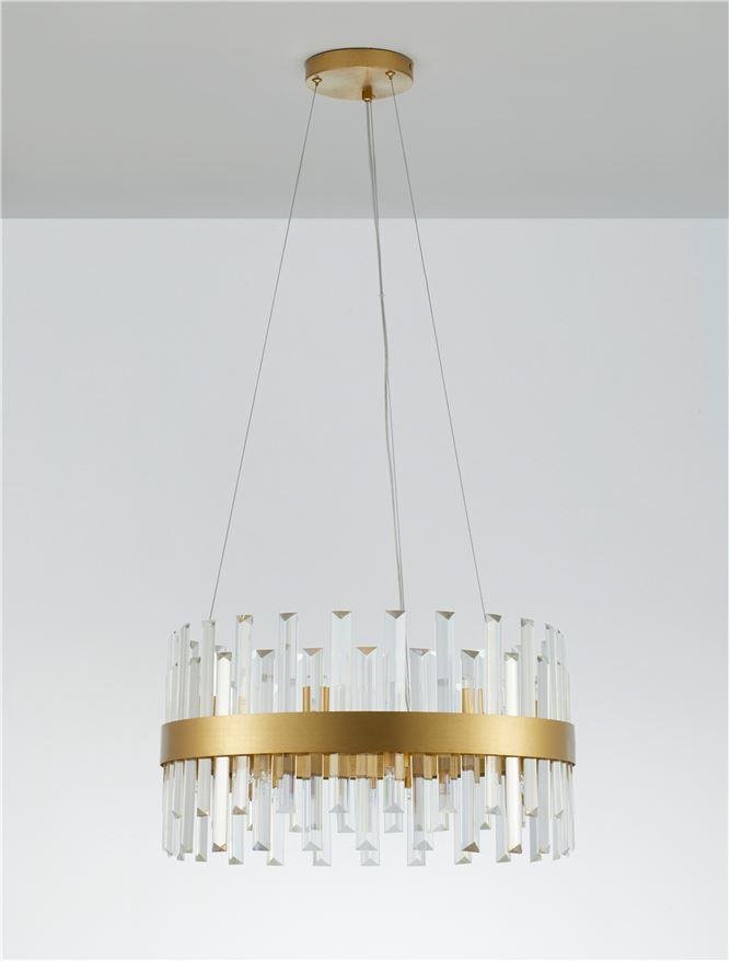 NV 9695218 Závěsné svítidlo CROWN saténový zlatý kov čirý křišťál (48 ks) G9 7x5W 230V IP20 bez žárovky - NOVA LUCE (obrázek 3)