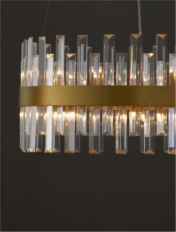 NV 9695218 Závěsné svítidlo CROWN saténový zlatý kov čirý křišťál (48 ks) G9 7x5W 230V IP20 bez žárovky - NOVA LUCE (obrázek 4)