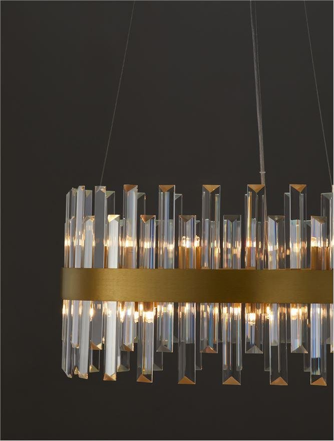 NV 9695218 Závěsné svítidlo CROWN saténový zlatý kov čirý křišťál (48 ks) G9 7x5W 230V IP20 bez žárovky - NOVA LUCE (obrázek 5)
