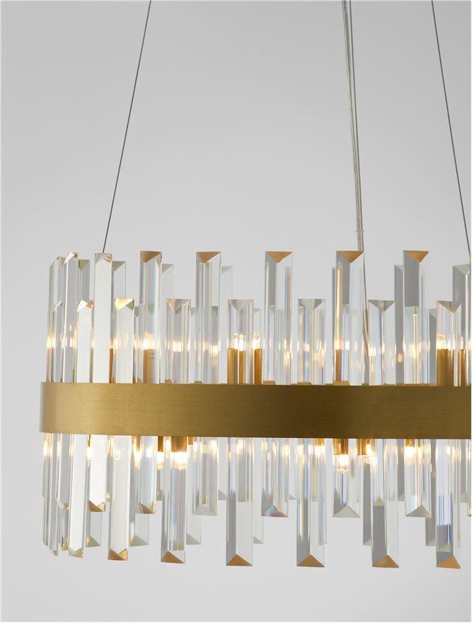 NV 9695218 Závěsné svítidlo CROWN saténový zlatý kov čirý křišťál (48 ks) G9 7x5W 230V IP20 bez žárovky - NOVA LUCE (obrázek 6)