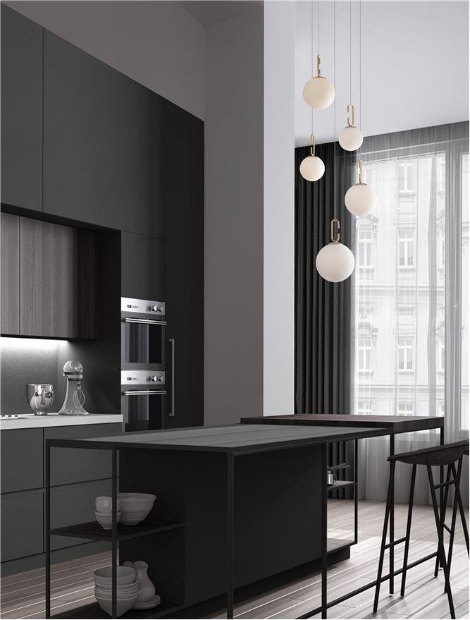 NV 9695222 Závěsné svítidlo HOOK saténový zlatý kov a opálové bílé sklo LED 37W 230V 3000K IP20 stmívatelné - NOVA LUCE