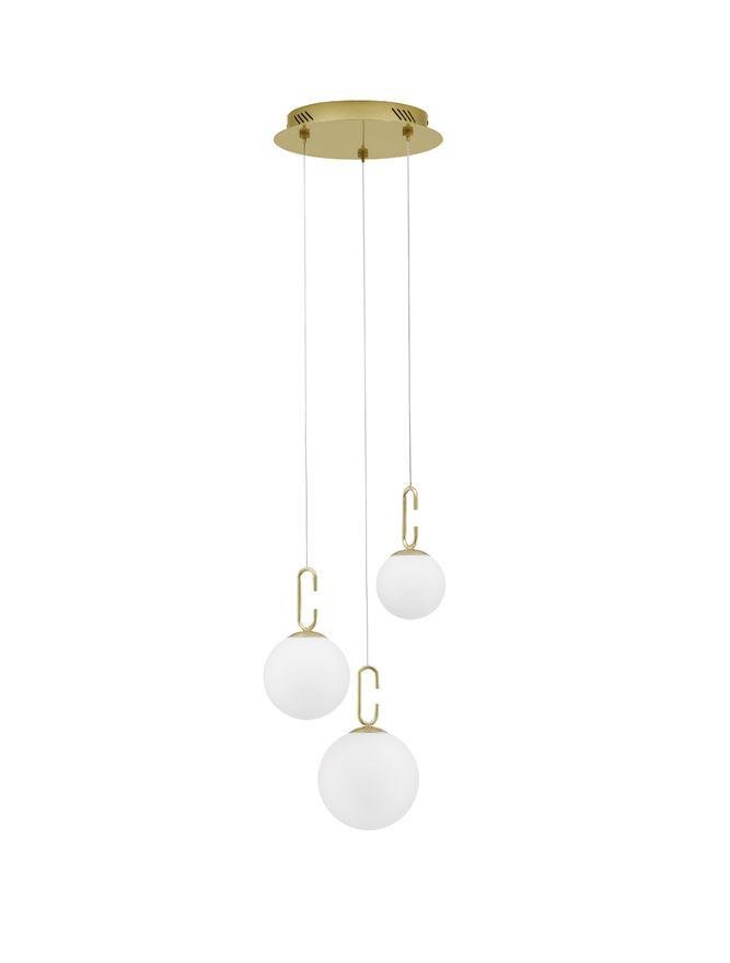 NV 9695223 Závěsné svítidlo HOOK saténový zlatý kov a opálové bílé sklo LED 25.8W 230V 3000K IP20 - NOVA LUCE