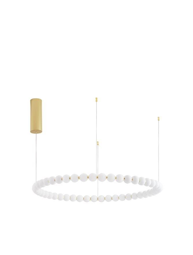NV 9695232 Závěsné svítidlo PERLA zlatý kov a opálové sklo LED 96W 230V 3000K IP20 vč. dálkového ovládání stmívatelné - NOVA LUCE