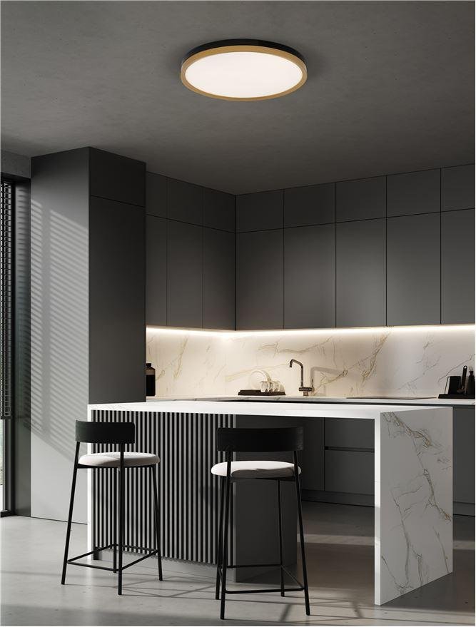 NV 9695237 Stropní svítidlo MR JOHN černá a mosaz zlatá LED 31.5W 3000K - NOVA LUCE