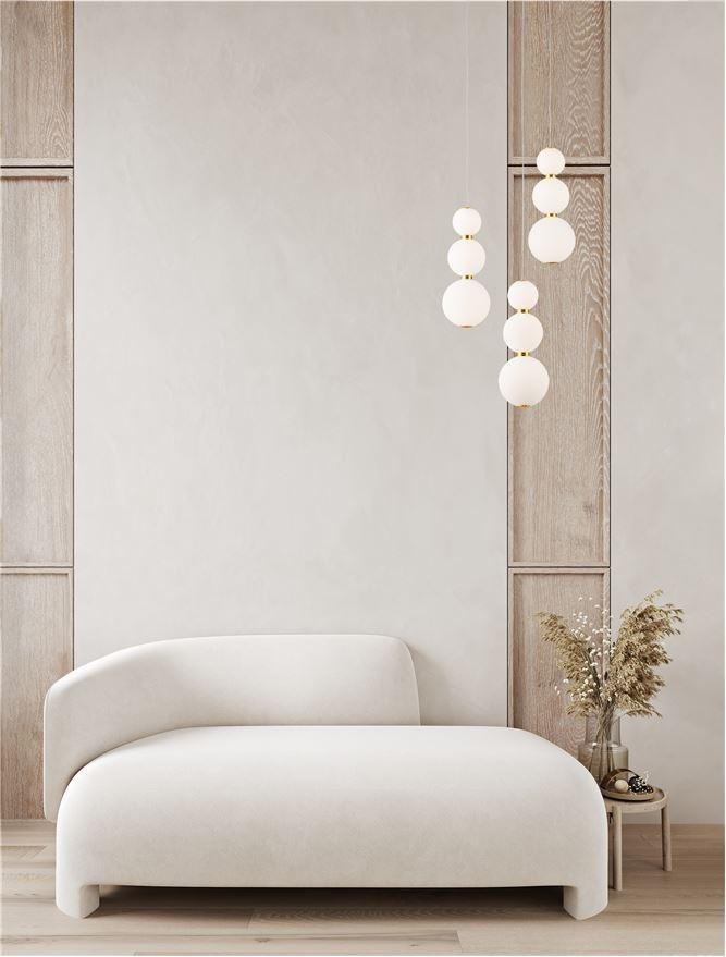 NV 9695242 Závěsné svítidlo FLEA závěsné svítidlo zlatá a opálové bílé skleněné stínidlo LED 36W 3000K stmívatelné - NOVA LUCE