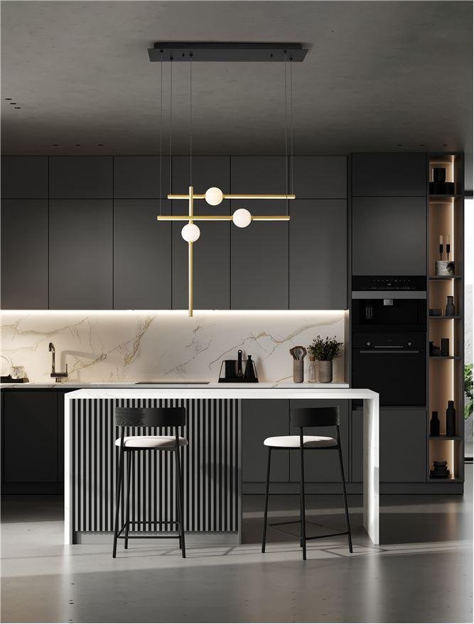 NV 9695257 Závěsné svítidlo ACROBAT černá a zlatá LED 40W 3000K stmívatelné - NOVA LUCE