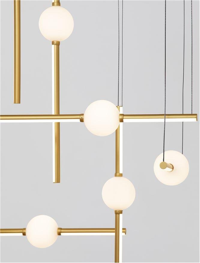 NV 9695259 Závěsné svítidlo ACROBAT černá a zlatá LED 108W 3000K stmívatelné - NOVA LUCE