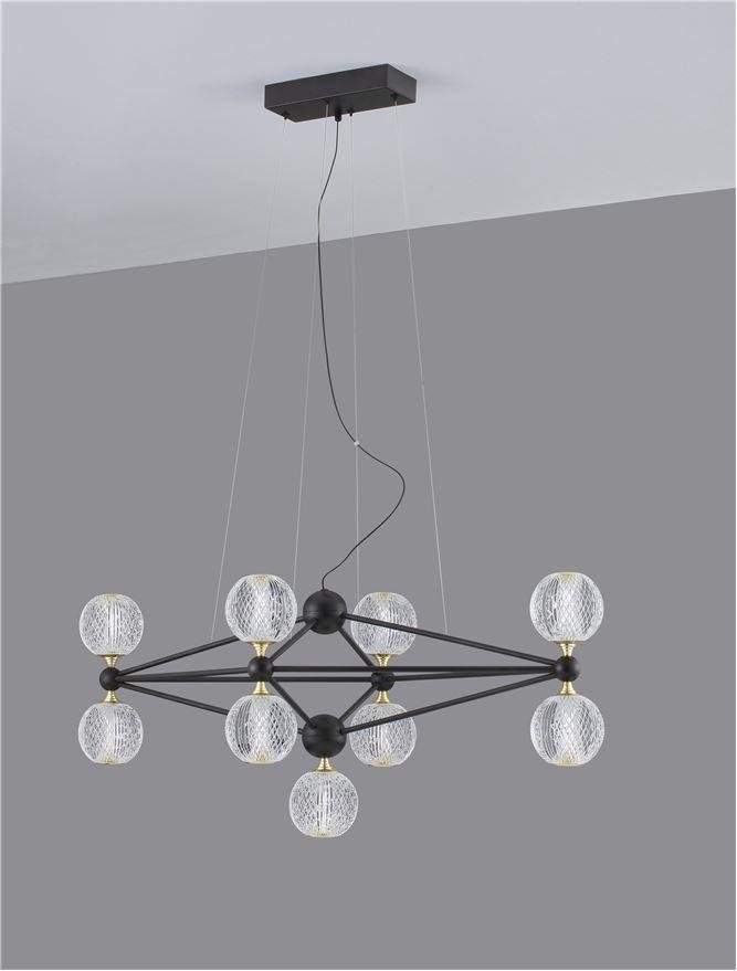 NV 9695300 Závěsné svítidlo BELINDA černý hliník a akryl LED 41W 230V 3200K IP20 stmívatelné - NOVA LUCE