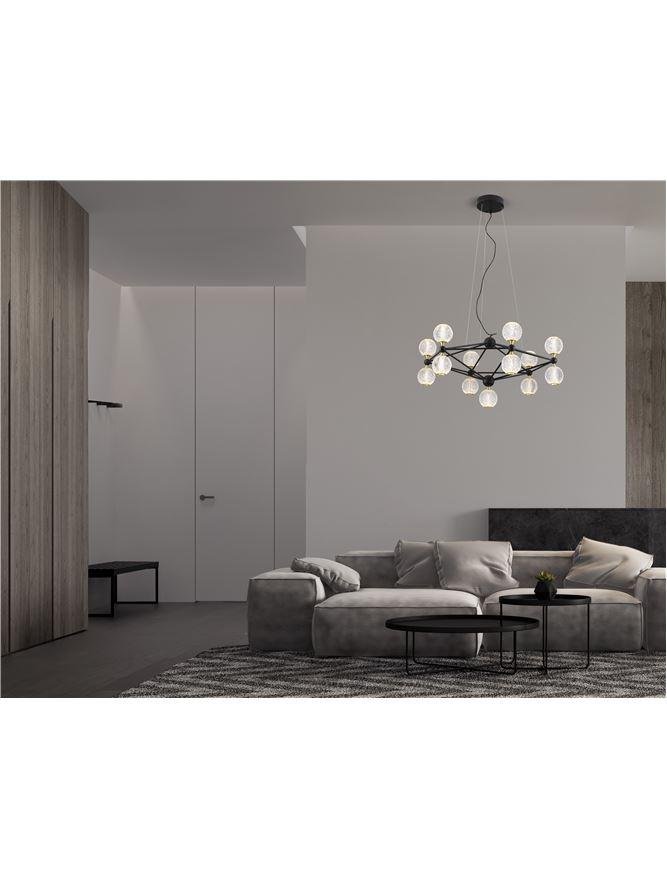 NV 9695400 Závěsné svítidlo BELINDA černý hliník a akryl LED 52W 230V 3200K IP20 stmívatelné - NOVA LUCE