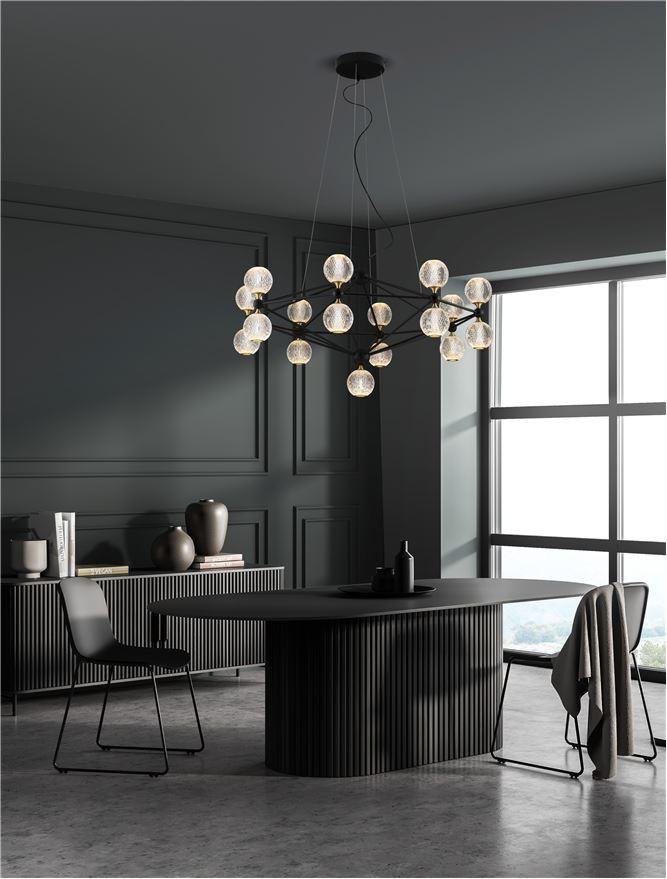 NV 9695500 Závěsné svítidlo BELINDA černý hliník a akryl LED 78W 230V 3200K IP20 stmívatelné - NOVA LUCE